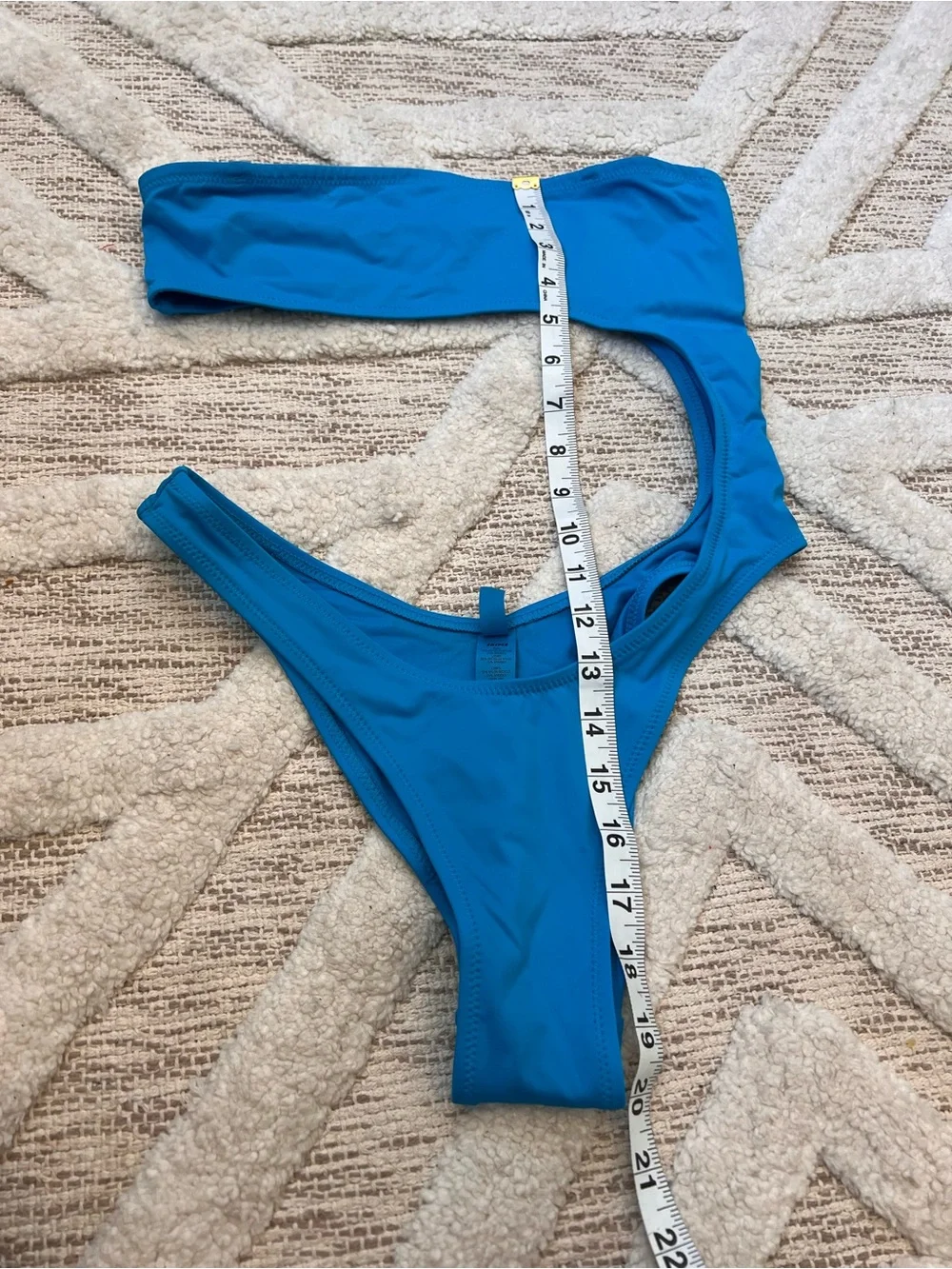 SKIMS Strapless Monokini One piece Cutout Swim Small no straps Turquoise Blue